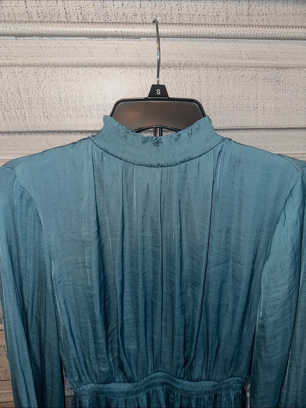 Nine West Slate Gray Long-Sleeve Ruffled Peplum Blouse - Picture 4 of 7